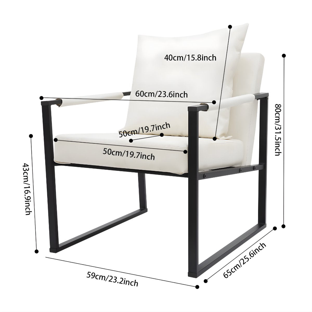 Fauteuil- Voor Woonkamer - Moderne Lounge - Stof /Wit