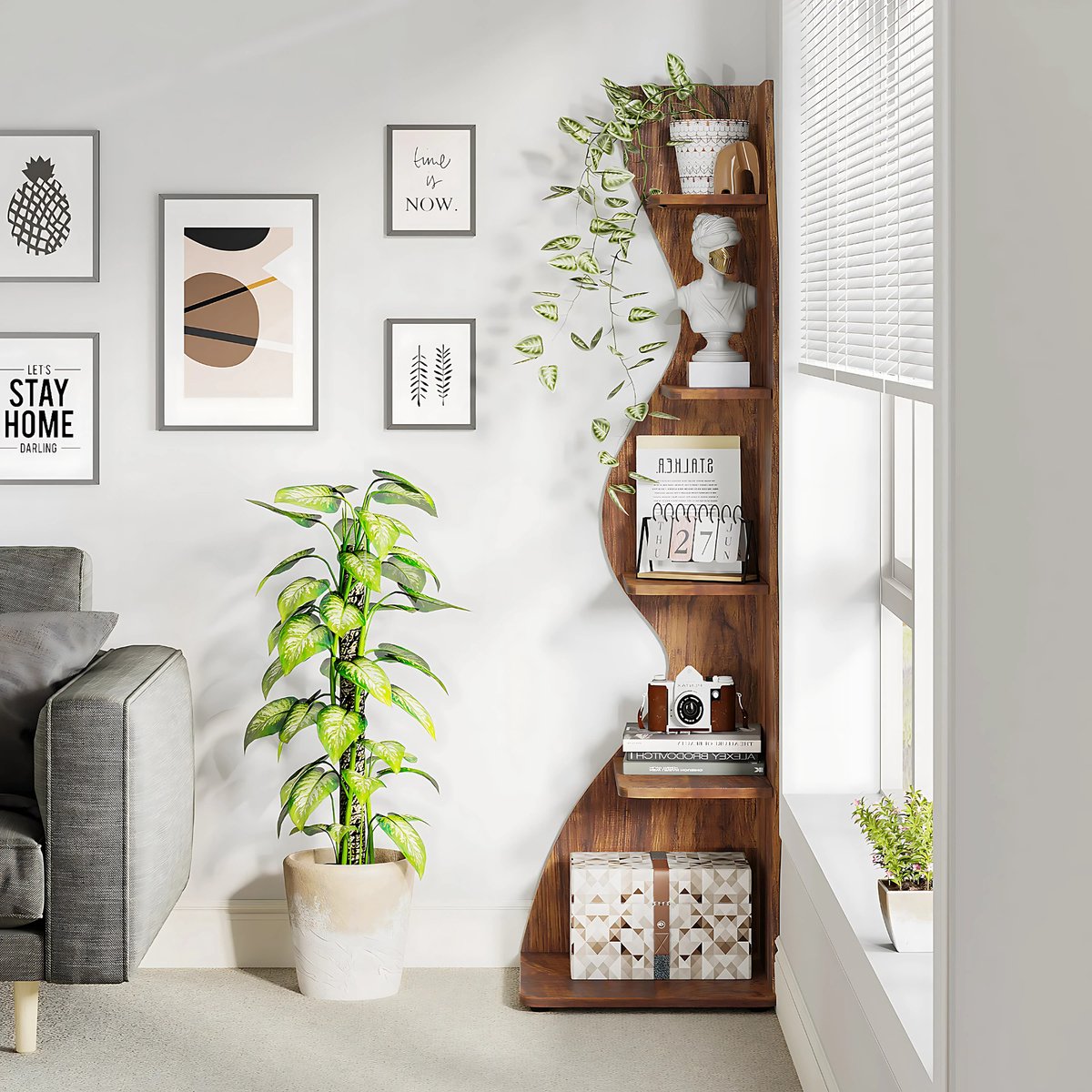 Moderne boekenkast 5 lagen - Bruin - Boekenrek - Woonkamer, slaapkamer en kinderkamer - Hout - 180cm