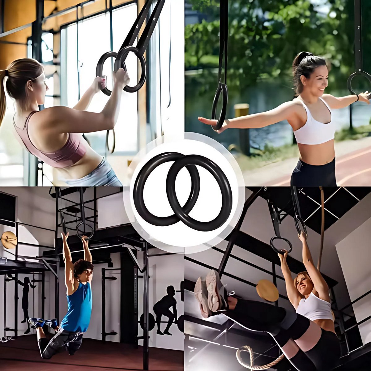 Turnringen Vaylen voor fitness - Anti-slip - 32mm - CrossFit, Gym & Calisthenics - Gymnastiek ringen hout - Krachttraining - Incl. Ophangbanden
