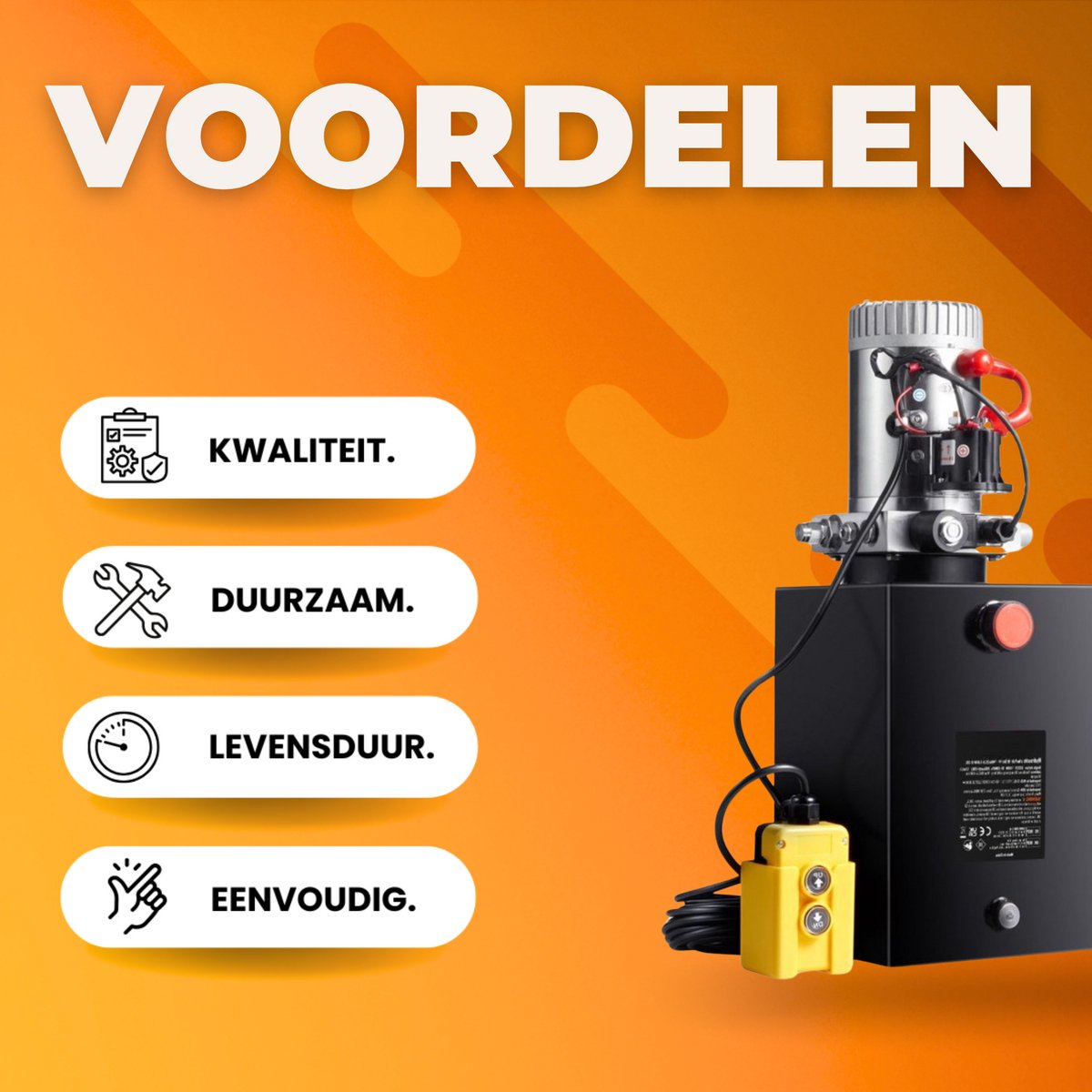 Hydraulische Pomp PRO - 12V - Autolift - Vorkheftruck - 1600W - 19L Tank - Enkelwerkend