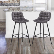 Barkruk Ditta Industrial - Donkergrijs - Barkrukken set van 2 - Barstoel Kruk - Barstoelen met rugleuning - Keukenstoel - Velvet