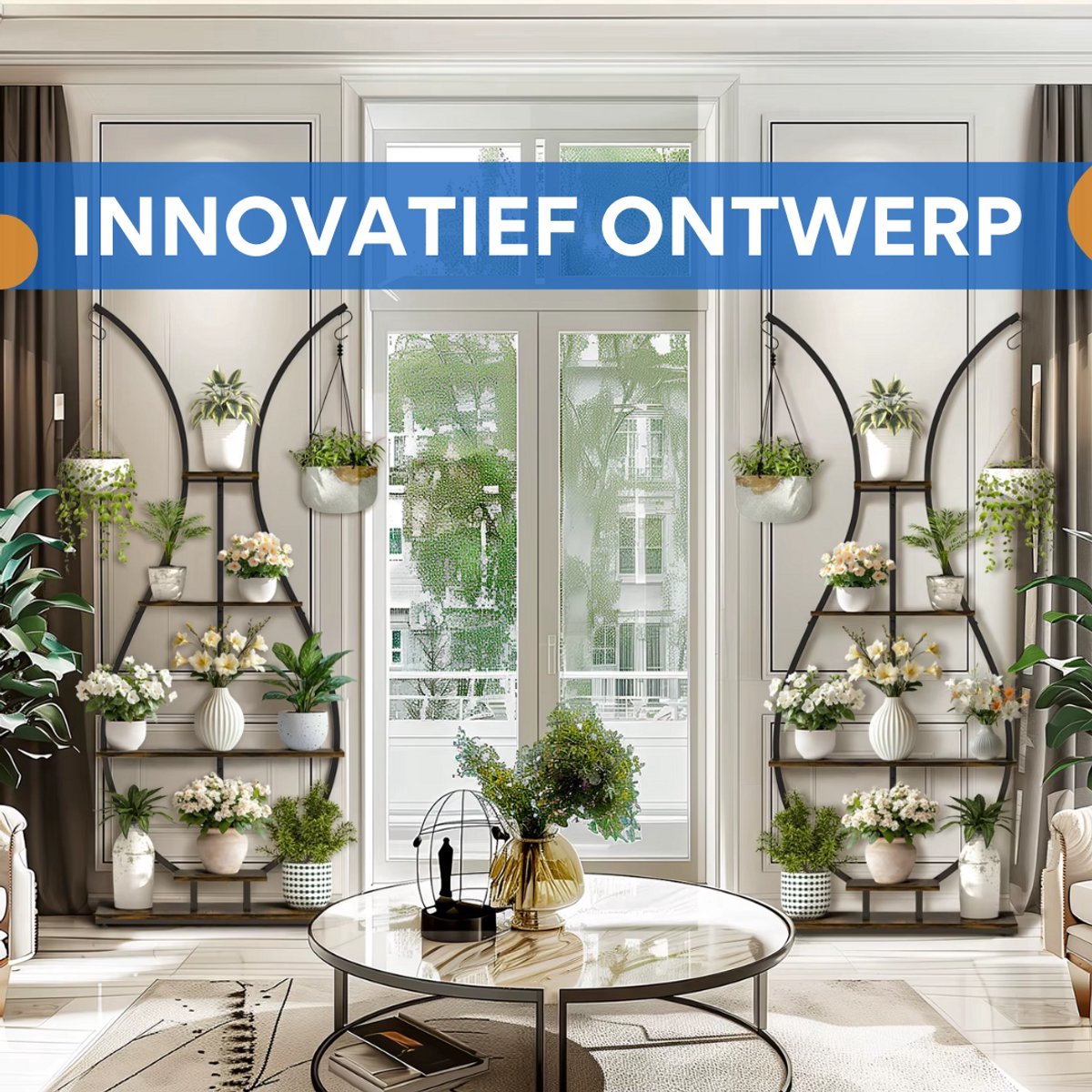 Plantenstandaard Madelief Opulence - Vaas vorm - Plantenrek - Plantentafel - Voor binnen & buitengebruik - Bloempothouder - Bamboe - Zonder verlichting