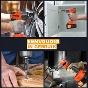 Accu-Slagmoersleutel 1/2 Inch - 550Nm Borstelloos Slagmoerpistool - Sterk & Snel - Inclusief 4 Dopsleutels & Batterij