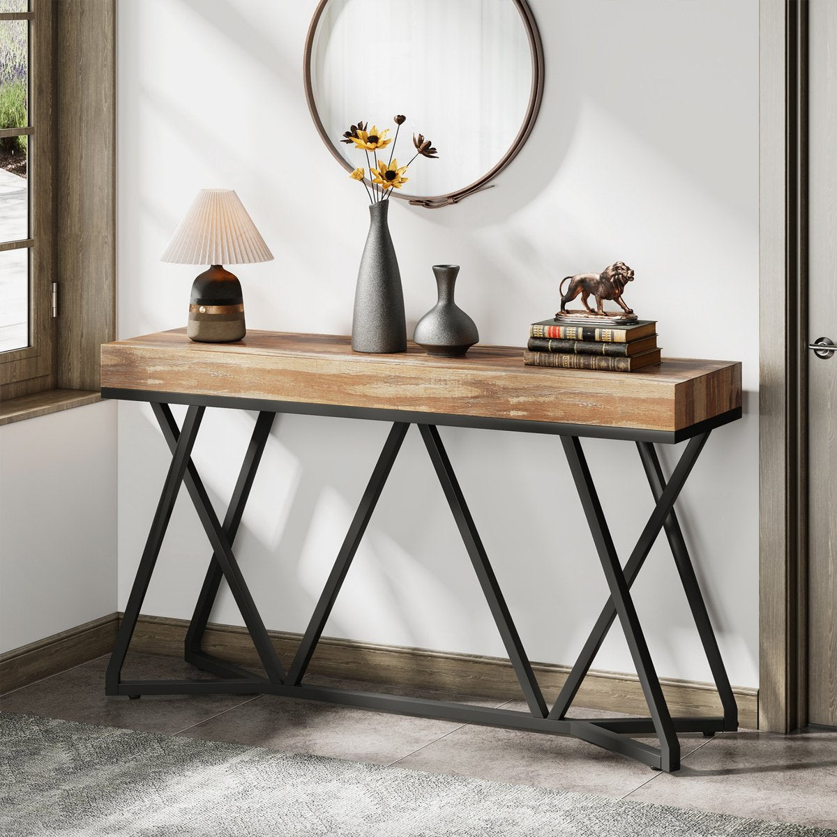 Console tafel Dolia - Naturel - Wandtafel - Sidetafel - Dressoir - Hout- Haltafel - Woonkamer of hal - 140cm