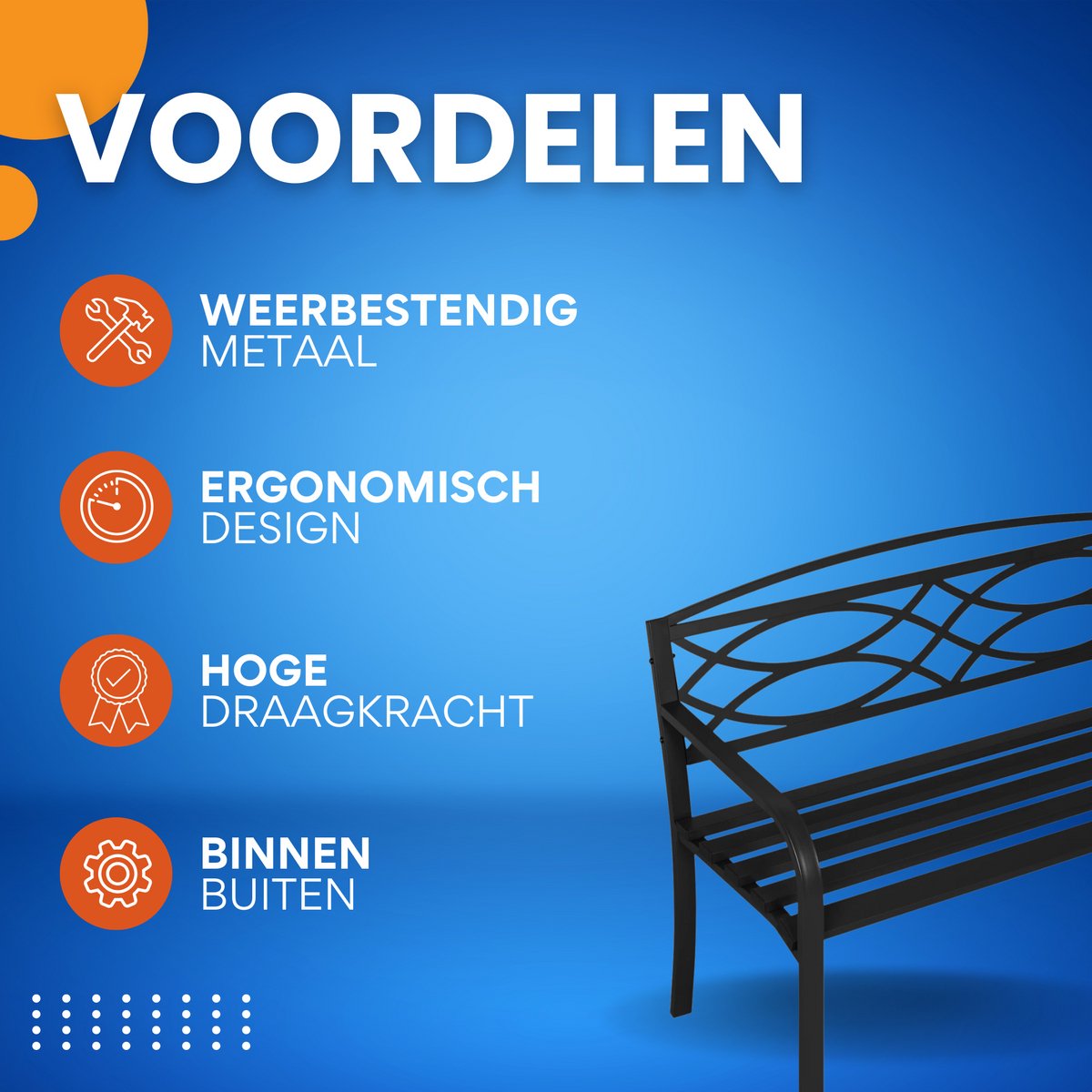 Tuinbank 3-zits - Voor terras - Weerbestendig - Met armleuningen en rugleuning