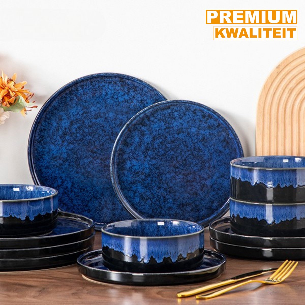Zafiro Serviesset - 12 delig - 12 persoons - Sky Blue - Dinerborden - Bordenset - Diepe borden - Ontbijtborden - Servies - Keukenservies