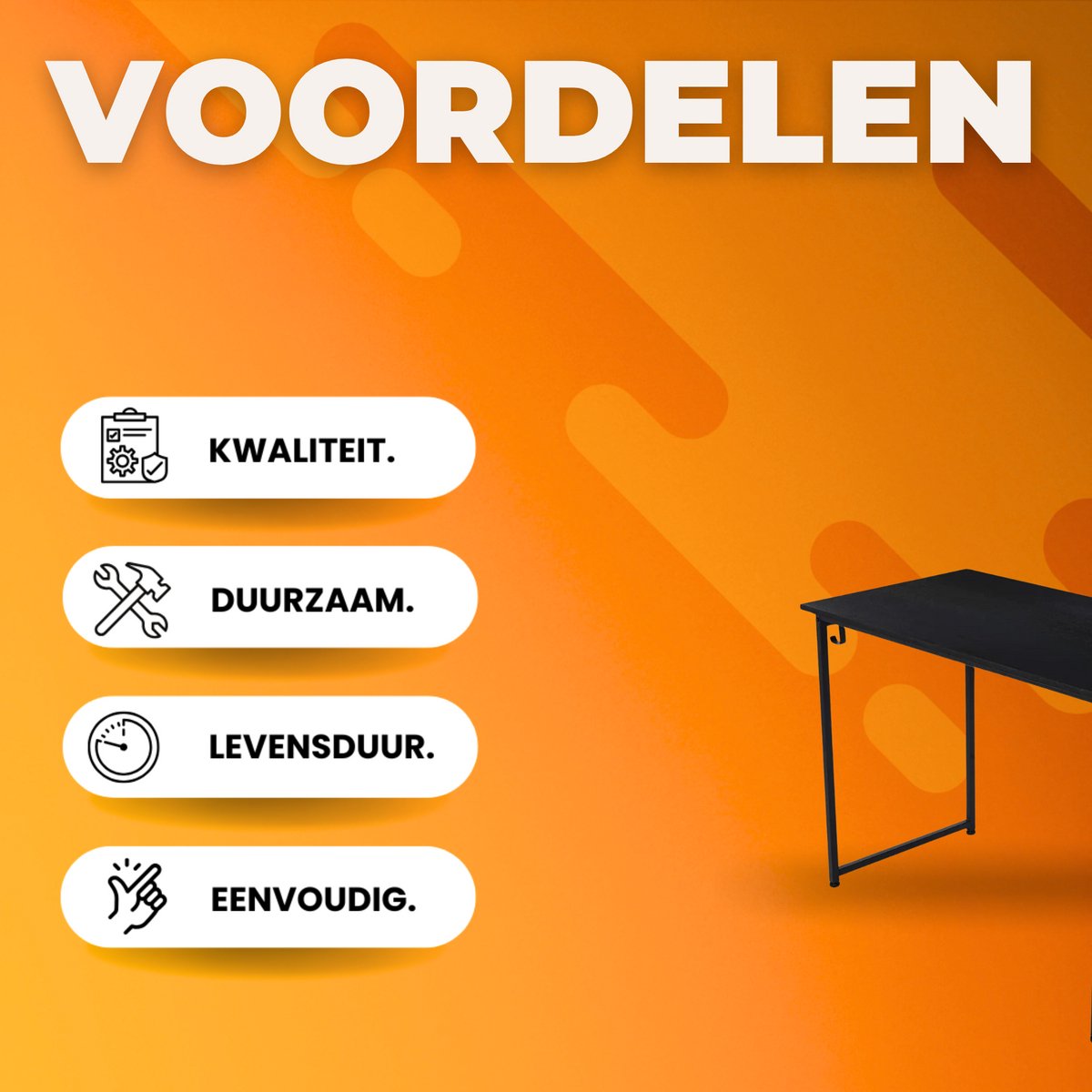 Bureau Nero - Met opbergvak - Voor Computer, PC en Laptop - Volwassenen - Thuiskantoor - 100cm