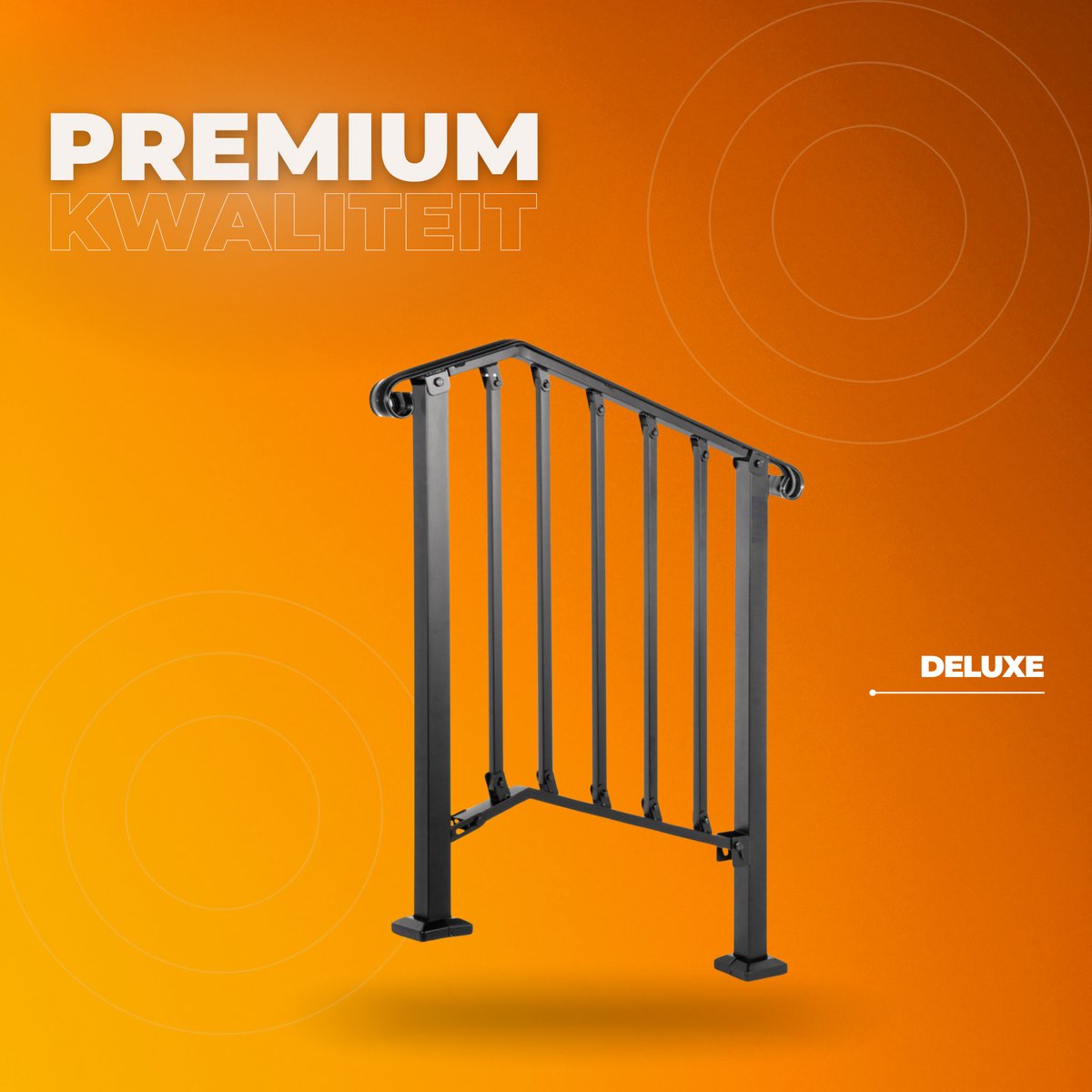 Trapleuning voor 2-3 tredes - Balustrade - Houders - Leuningen voor Trappen - Staal - Met trapleuninghouders - 37cm