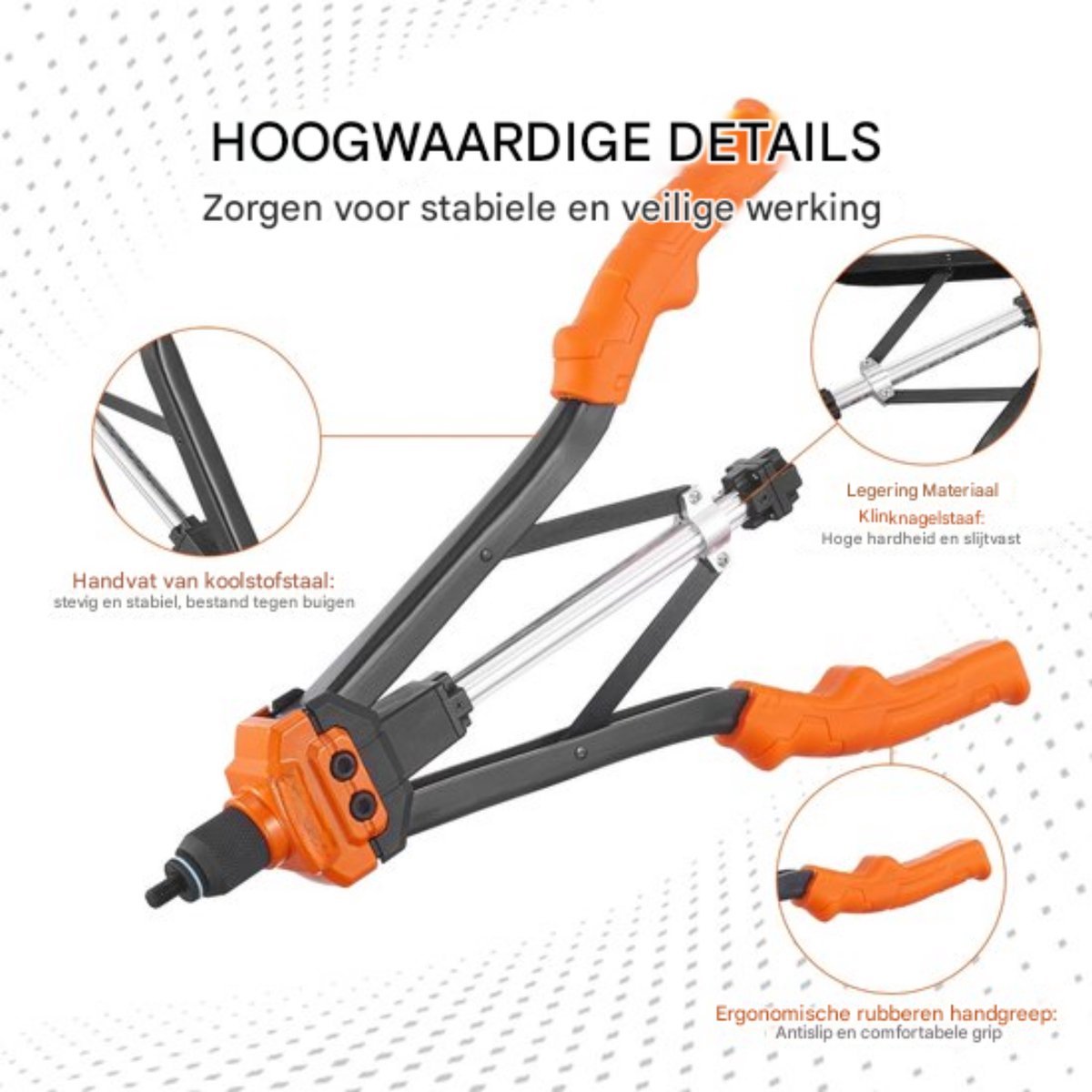 Klinknagel PRO - Moer Set - Popnagel Gereedschapset - 70 Stuks - Met Koffer - Oranje