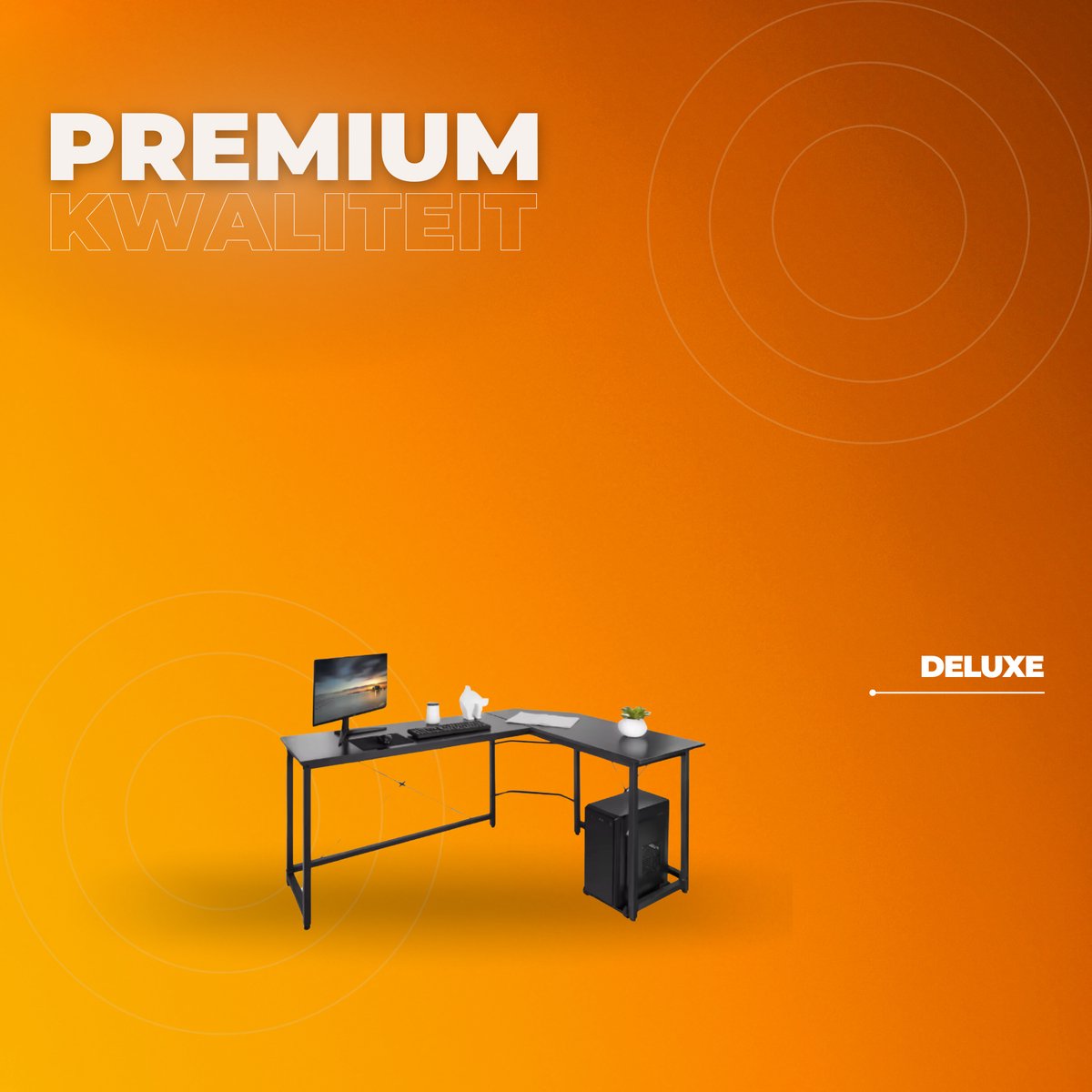 L-Vorm Bureau - Voor Thuis en Kantoor - Computer en Gaming Werkstation Tafel - Studiebureau 190 cm x 120 cm x 75 cm - Zwart