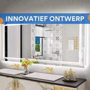 Badkamerspiegel Chateau - Met verlichting - 120x60cm - Spiegel voor Badkamer, Make-up & Wandmontage - Dimbaar licht