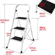 Opvouwbare Opstapkruk - 2-4 Stappen Ladder - Draagbare Trapladder - Antislip Voeten - Binnen & Buiten - Thuiskantoor
