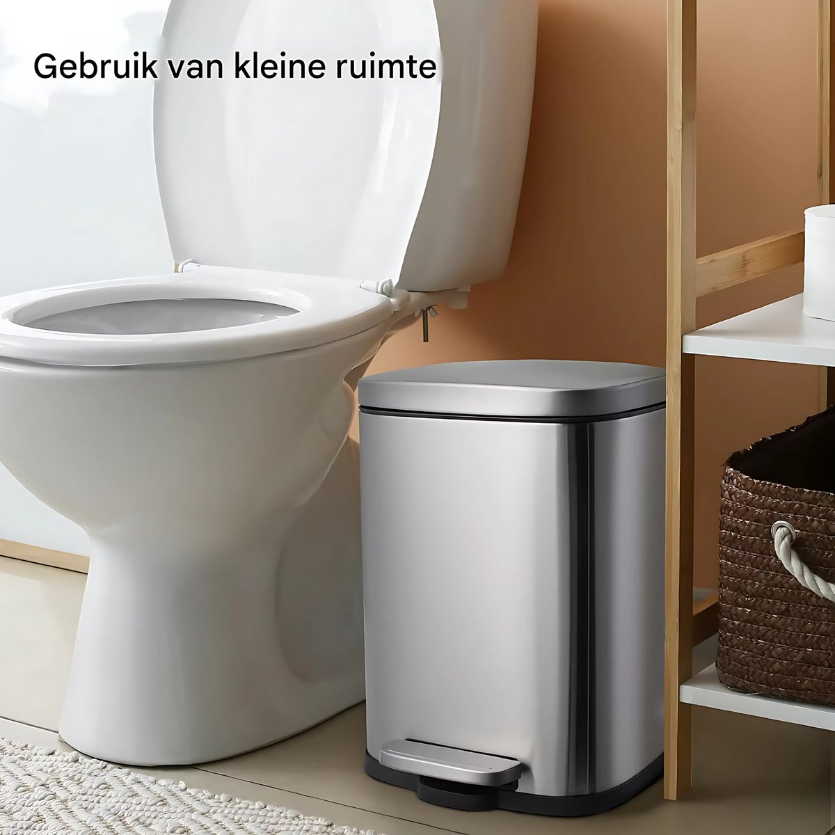 Vuilnisbak voor keukenafval - Zacht dicht, veegbestendige prullenbak met voetpedaal, geborsteld roestvrij staal, satijn nikkel - 50L + 5L - Wit
