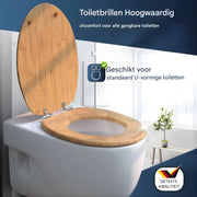 WC-bril - Toiletbril – Voor Badkamer & Toilet – Soft-Close – Comfortabele Toiletbril - Houtlook