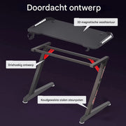 Gaming bureau Nevio Valora - Met LED verlichting - 140cm desk - Metalen poten