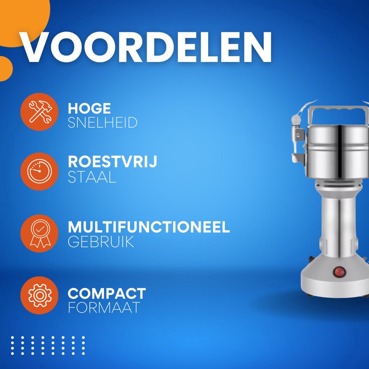 Graanmolen Valora - Elektrische graanmolen - kruidenmolen - Voor Specerijen, Granen, Kruiden & Droog Voedsel - RVS - 100gr