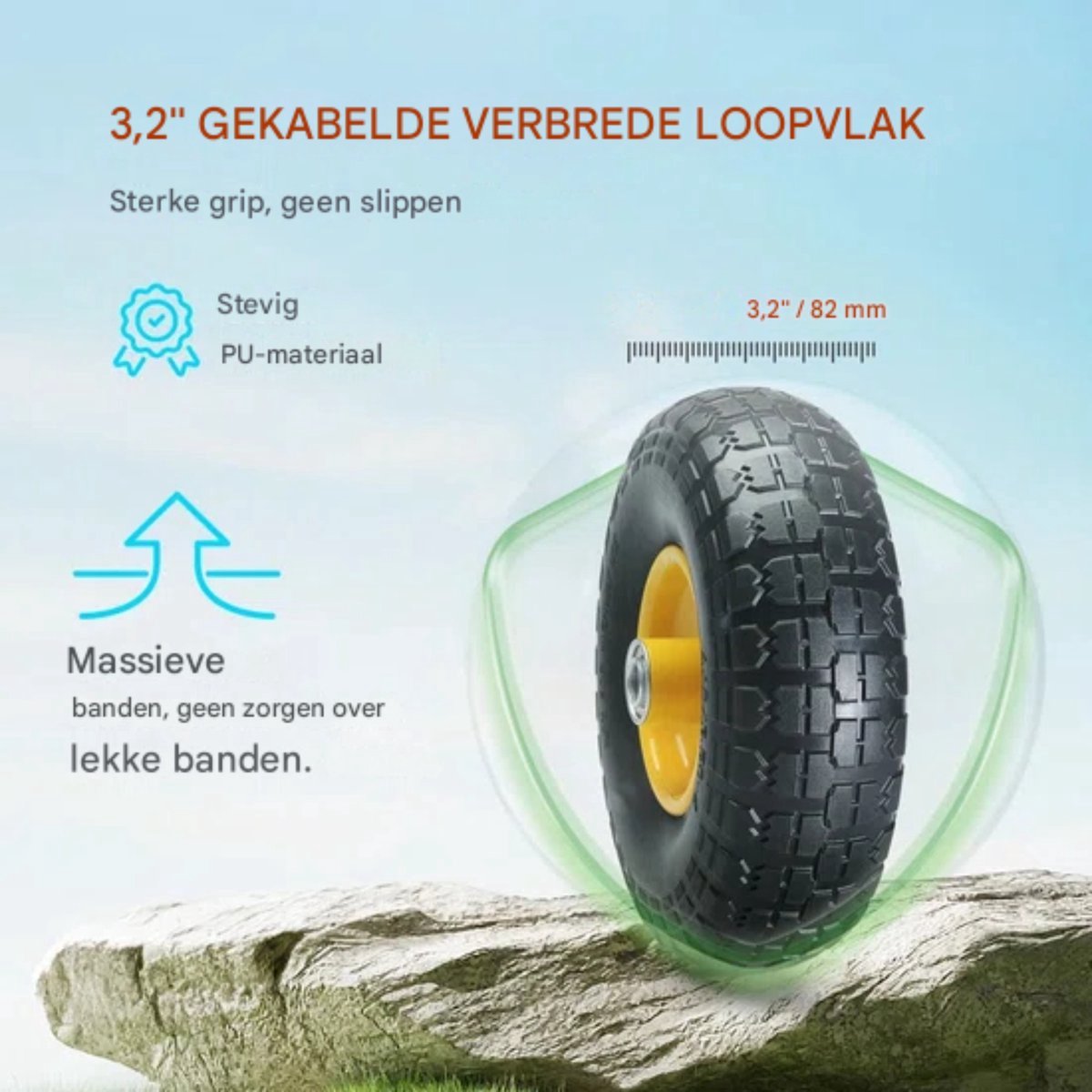 Kruiwagenwiel - 80KG - 10 inch banden - Duurzame wielen - Karren en trailers - 2 stuks