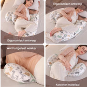 Ergonomisch zwangerschapskussen Vortex - Voor zijslapen - Body pillow - Zijslaapkussen - Voedingskussen - Verstelbaar - Dieren print