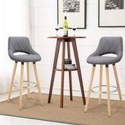 Barkruk - Industrial Design - Donkergrijs - Stoffen Barstoel met Rugleuning - Set van 1 - Keukenstoel