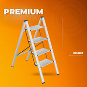 Trapladder - Keukentrap - Huishoudtrap - 4-treden - Voor Thuisgebruik en Klussen - Opvouwbaar, Aluminium met Antislipvoeten - Lichtgewicht en Draagbaar, Max. 150 kg