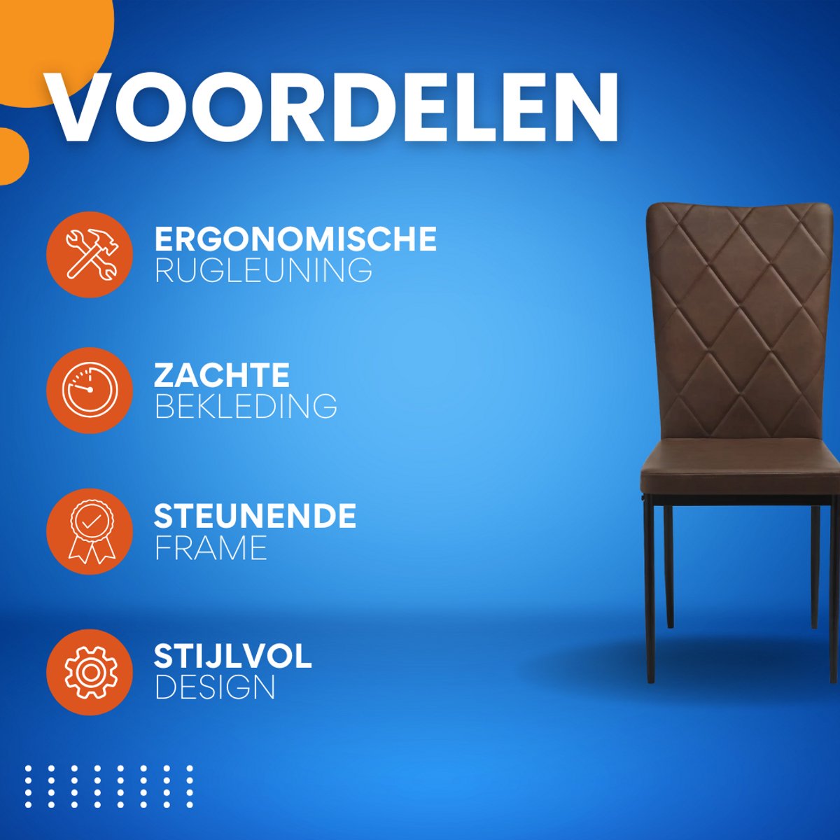 Eetkamerstoelen Delio - Set van 4 - Draaibaar - Fauteuil - Keuken - Voor eettafel - Donkerbruin leer