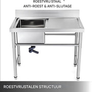 Vrijstaande Gootsteen - Spoelbak - Keukeneiland verplaatsbaar - Keuken - Horeca - RVS - Keukenbar