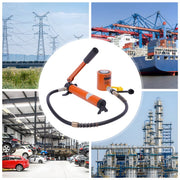 Hydraulische handpomp - Voor hijsen en persen - Mini enkelwerkende hefcilinder met handpomp - Oranje