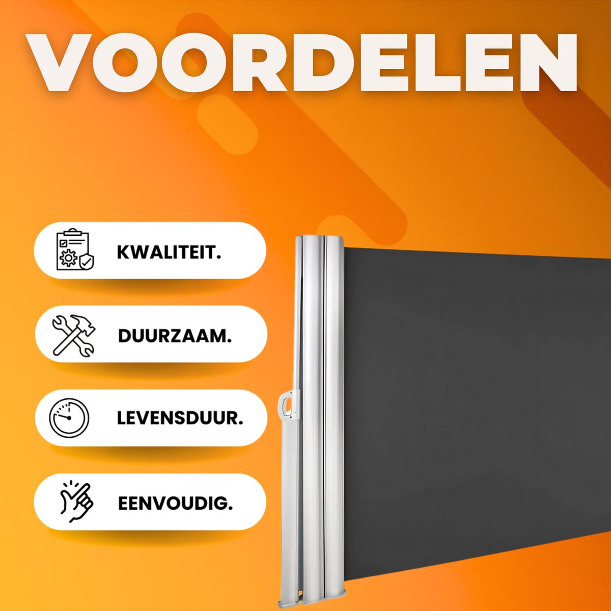 Tuinscherm deluxe - Uitschuifbaar windscherm - Schuttingpaneel terras - Scheidingswand uittrekbaar - Terras Rolgordijn - 180 x 600 cm Formaat