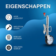 Neuswiel 680KG - Aanhangwagenkrik met wiel - Voor campers, boottrailers en aanhangers