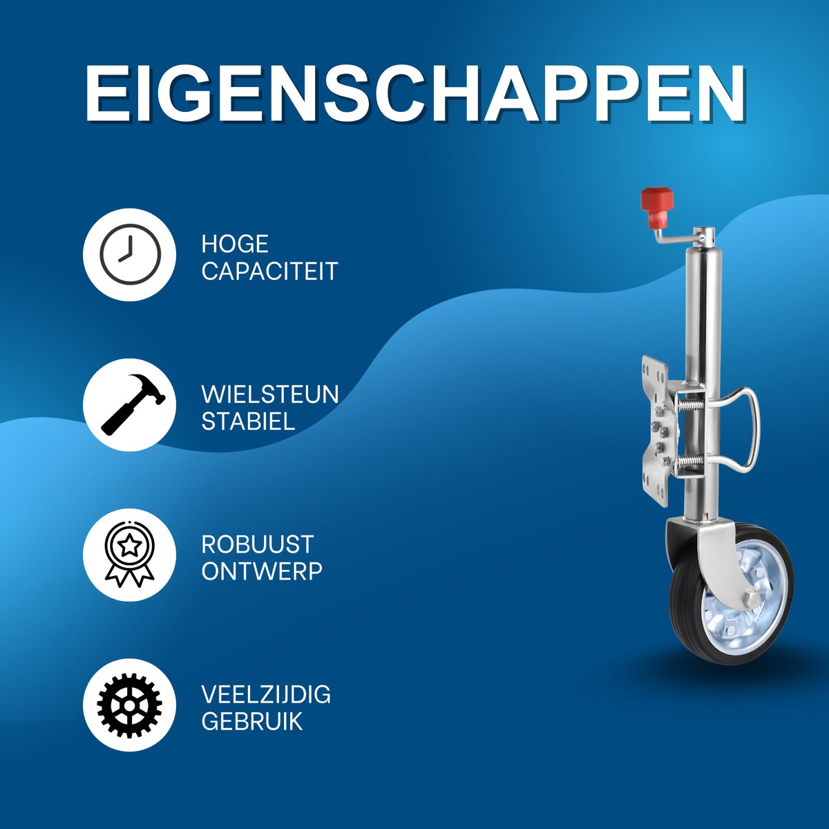 Neuswiel 680KG - Aanhangwagenkrik met wiel - Voor campers, boottrailers en aanhangers