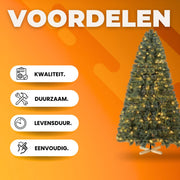 Kerstboom met verlichting - Spar - 210cm - Met houten standaard
