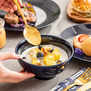 Santivo Serviesset - 48 delig - 12 persoons - Donkerblauw - Dinerborden - Bordenset - Diepe borden - Ontbijtborden - Servies - Keukenservies
