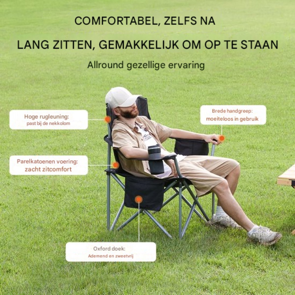 Happyment campingstoel - Vouwstoel - Strandstoel en visstoel - Opvouwbaar