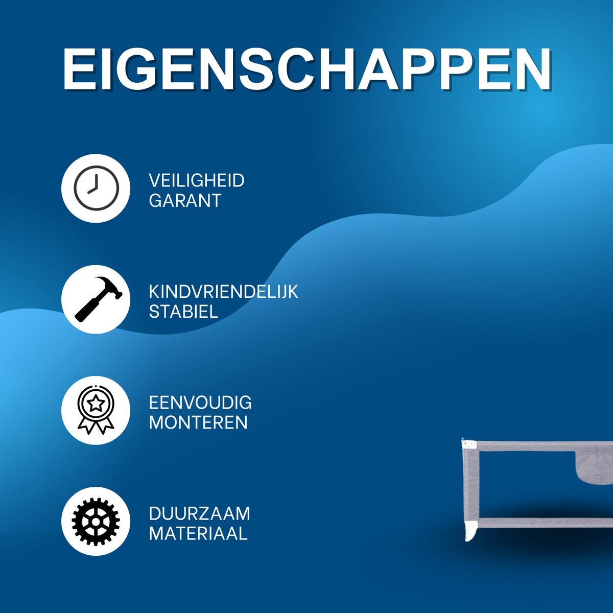 Baby Bedhek - Bedhekje - Bedrail - Uitvalbescherming - Voor bed - Veiligheidsbescherming & Bed Barrière - Grijs - 150 x 100 cm