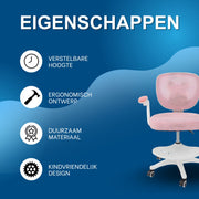 Kinder bureaustoel - Kinderstoel - Voor kinderen / bureaugebruik - Draaibaar met verstelbare hoogte - Roze