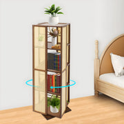 Draaibare boekenkast - Boekenrek - Opberruimte - Voor boekenopslag - Voor boeken en decoratie - 4-laags - 360° draaibaar ontwerp - Tan