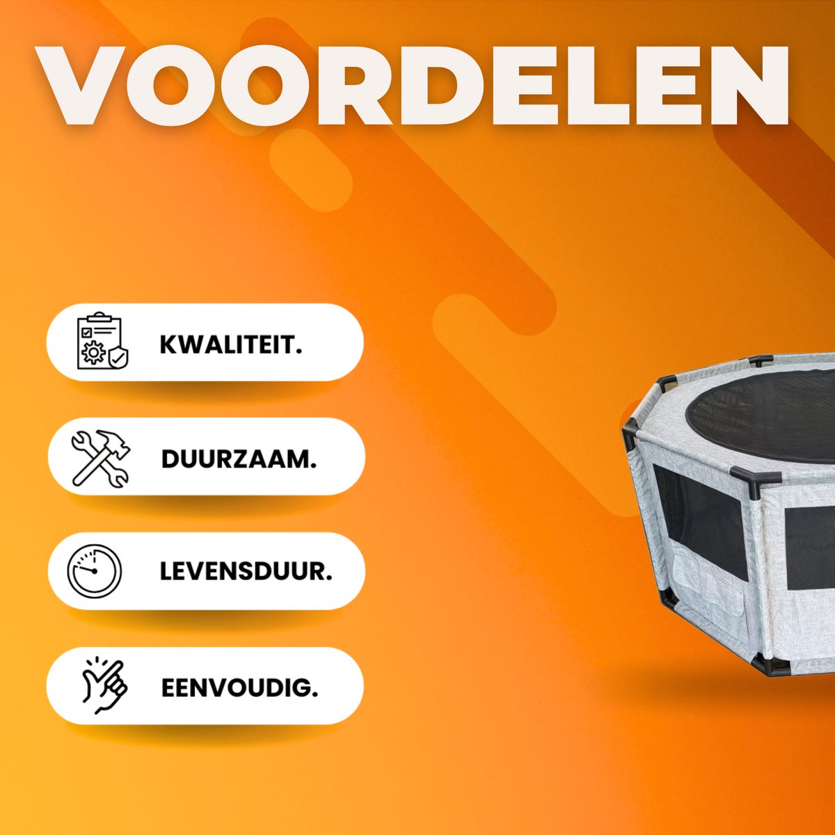 Puppybox - Puppyren - Puppytent - Puppy uitloop ren - Hondenren - Hondenbox met Opbergzakken en Waterdichte Basis - Ook Geschikt voor Katten - 120x120x64,5 cm