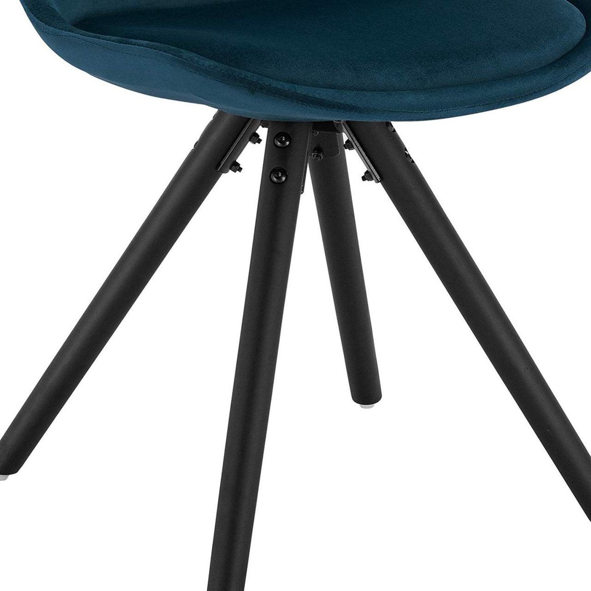 Happyment Bezoekersstoel Zeda - Eetkamerstoel - Blauw Velvet - Houten poten - Set van 2 - Zithoogte 46 cm - Deluxe