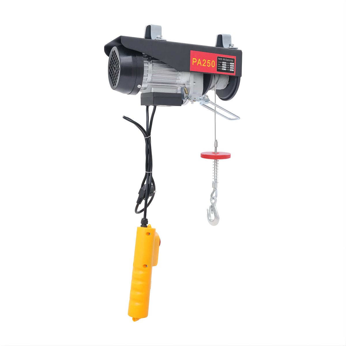 Elektrische takel – Voor garages en magazijnen – 250 kg capaciteit - Bedrade afstandsbediening, 18 m staaldraad – 220 V, 500 W