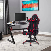 Happyment Gamestoel Diva - Stof - Met rugleuning en armleuning - In hoogte verstelbaar - Ergonomisch - Rood/Zwart