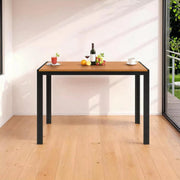 Tuintafel Zyrell - Buitentafel - Eettafel buiten - Outdoor - Voor Tuin & Terras - Rechthoekige Aluminium Tafel met Metalen Lattenbodem -110x70x73 cm - Hout