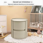 Rond nachtkastje - Bijzettafel - Voor thuis, kantoor of slaapkamer - Modern, met 2 laden - Massief hout - Wit