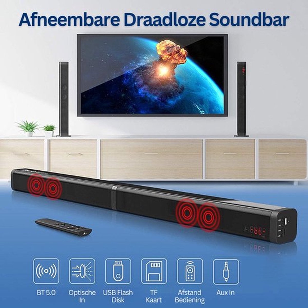Happyment Premium Soundbar voor TV - Bluetooth 5.0 Soundbars - Stand Pad