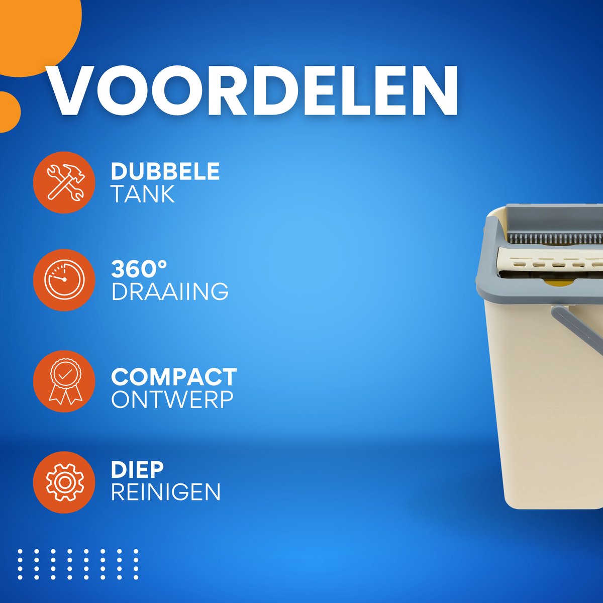 Platte Mopset - Vloerwisser - Dweil- en Emmerset - met 10 Microvezeldoeken - Dubbele Tank voor Wassen & Drogen - 360° Draaibare Vloerdweil - Compact & Efficiënt Reinigingssysteem