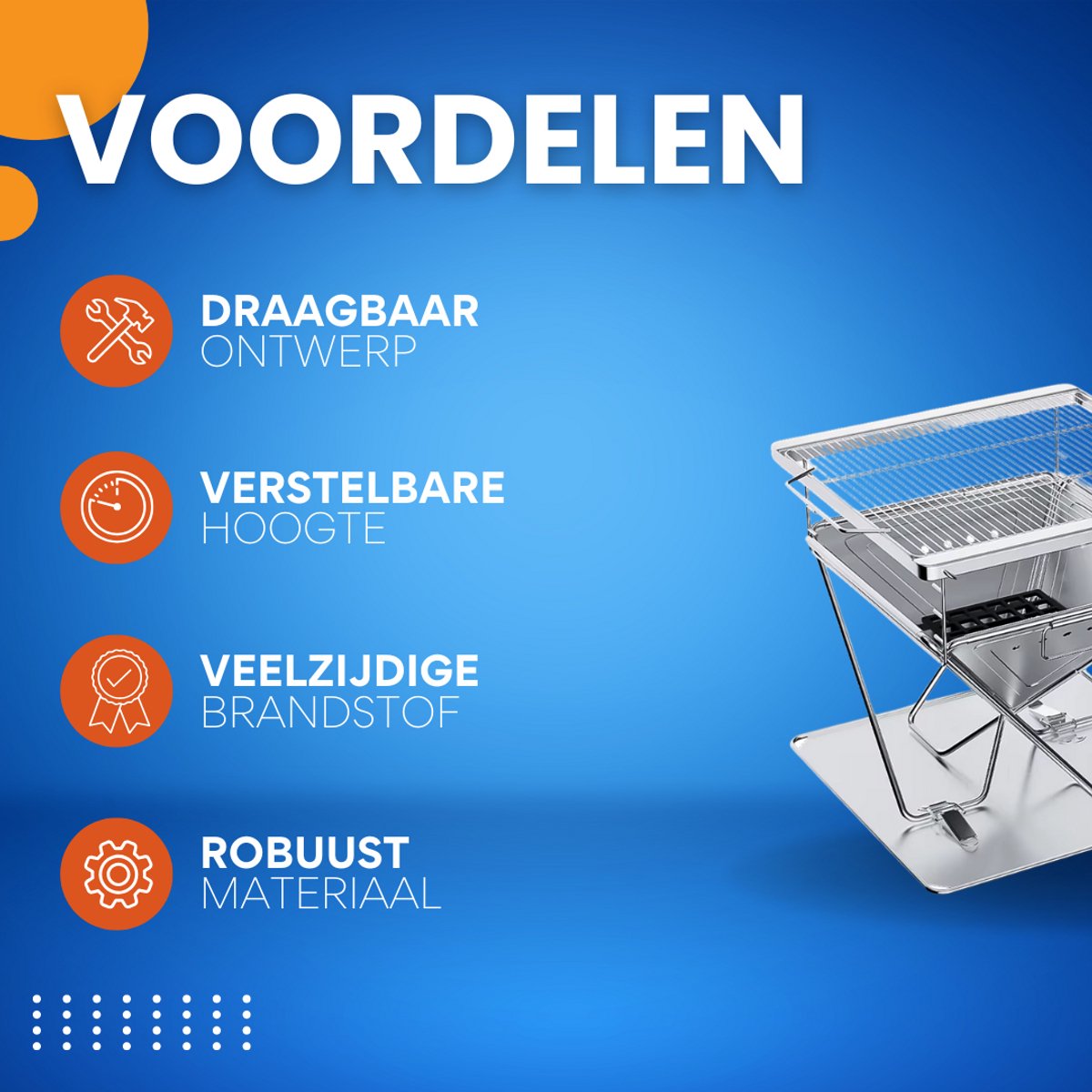 Opvouwbare Grill - Voor Kamperen & Buiten koken - Camping - Vuurplaatsgrill - Houtgestookt & Draagbaar Met Draagtas - RVS