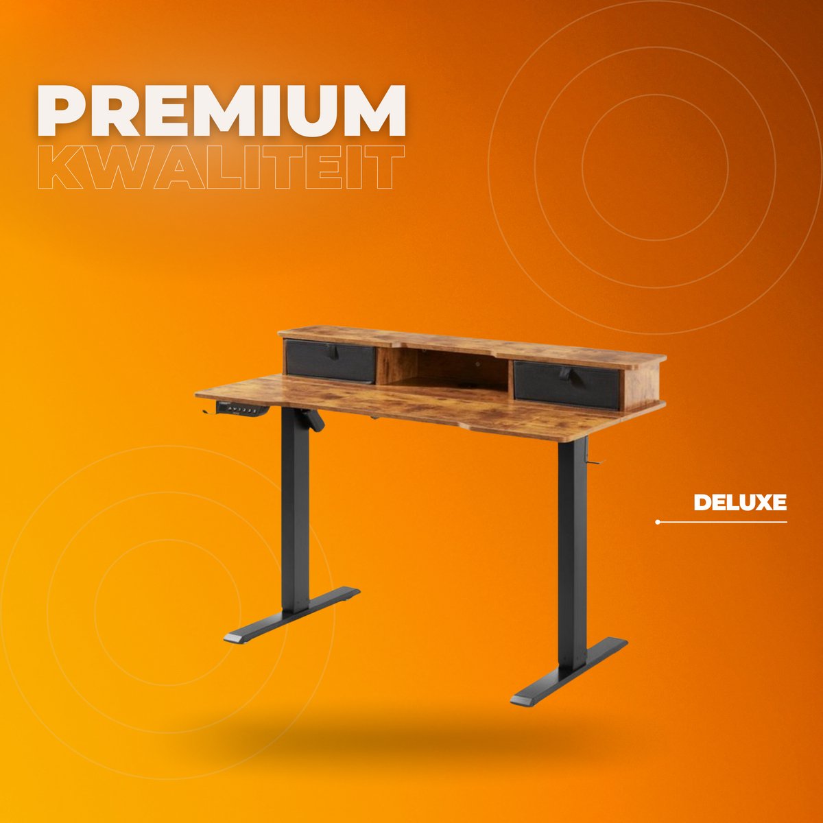 Elektrisch zit sta bureau - Vintage - In Hoogte Verstelbaar Werkstation - 140x70cm