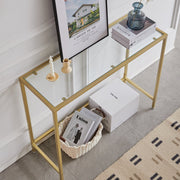 Happyment Console tafel modern - Wandtafel - Transparant goud - Bijzettafel - Haltafel - Sidetable - 100cm