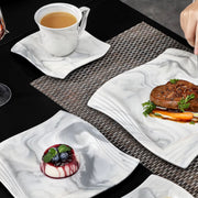 Exquisite Ontbijtborden – 12 persoons – 60 delig – Marmerlook Keramisch – Serviesset – Ontbijtborden
