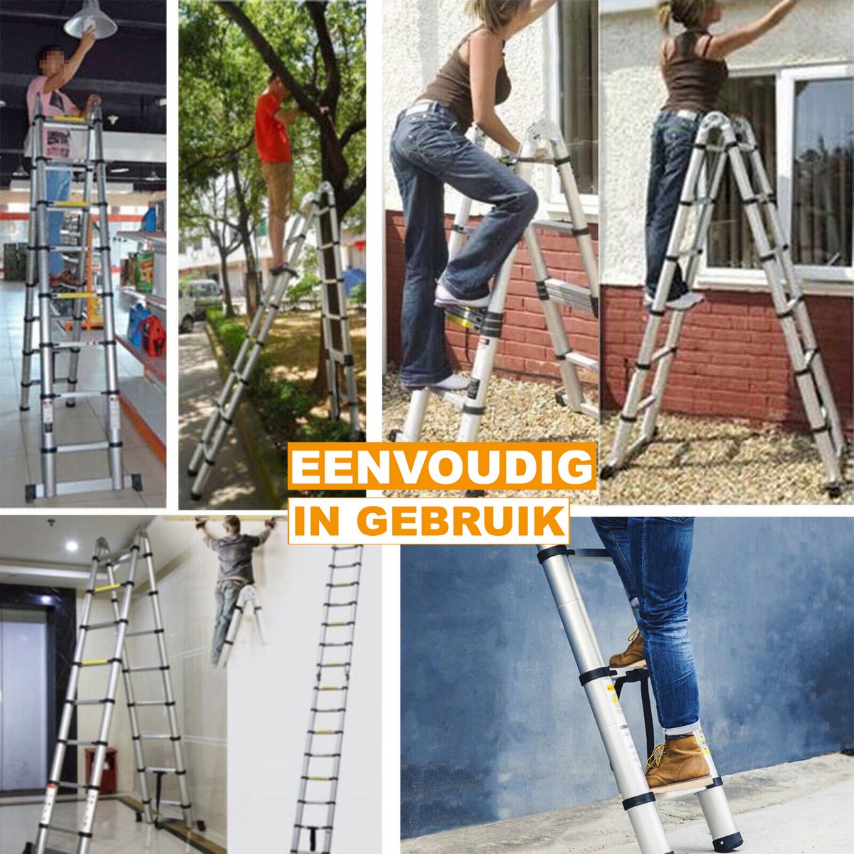 Telescopische Loft Ladder Mona - 620CM - Opvouwbare Trapladder - Uitschuifbare Aluminium Ladder - Draagbaar - EN131 - Max. Belasting 150kg/330lb