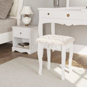 Slaapkamer Kruk - Gewatteerde Kaptafelkruk 40x30x50 cm - Luxe Zitkruk voor Dressoir & Make-uptafel - Wit